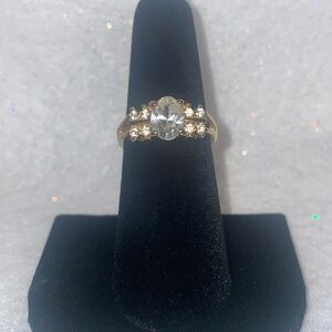 Gold-Tone Clear Stone Oval Ring